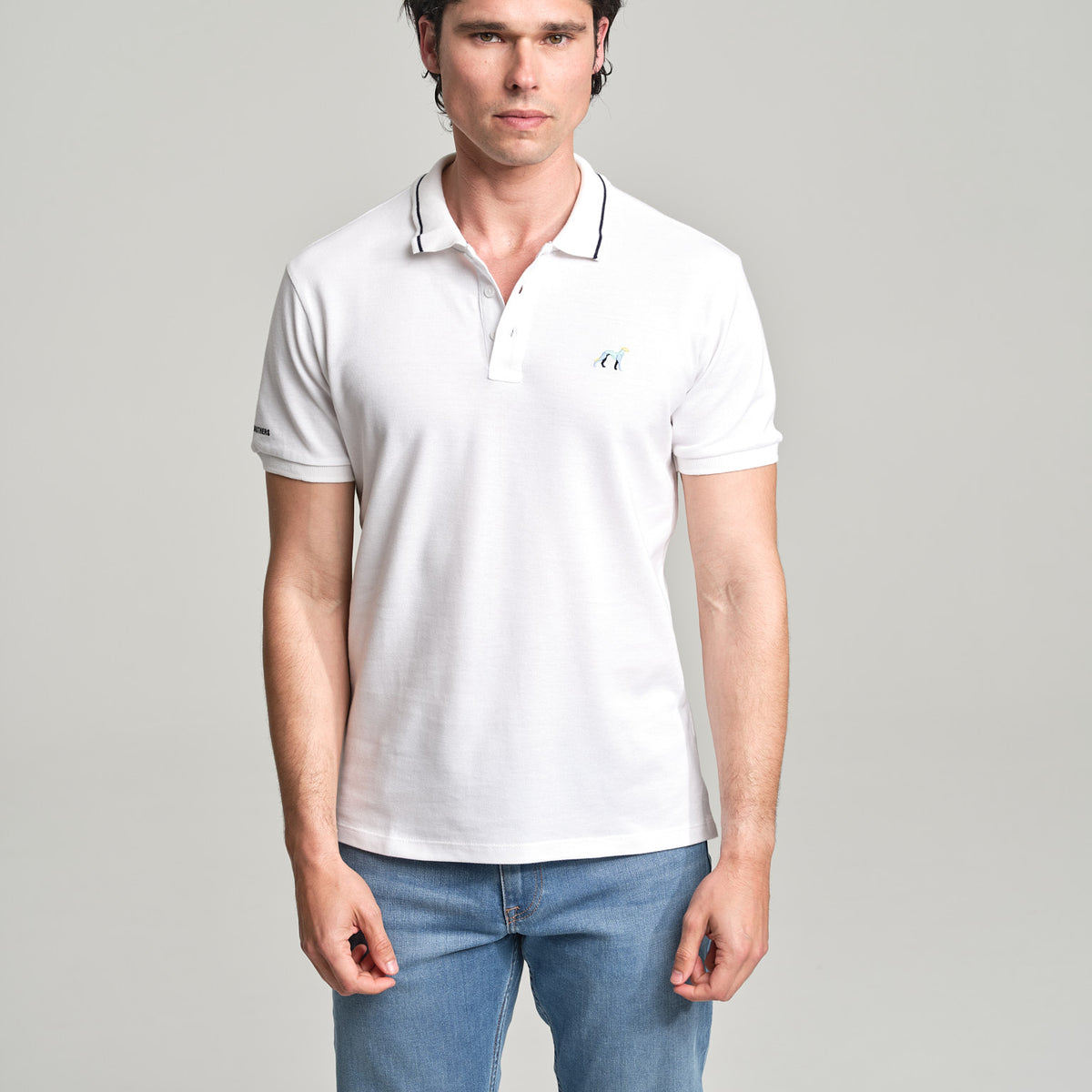 Casual piquet polo shirt with multicolored logo – Sacoor Brothers